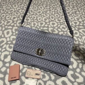 Miu Miu Grey Quilted Shoulder Bag